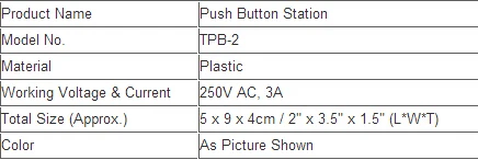2position push button switch TPB-2 ON OFF Control button electric switch 3A 250V