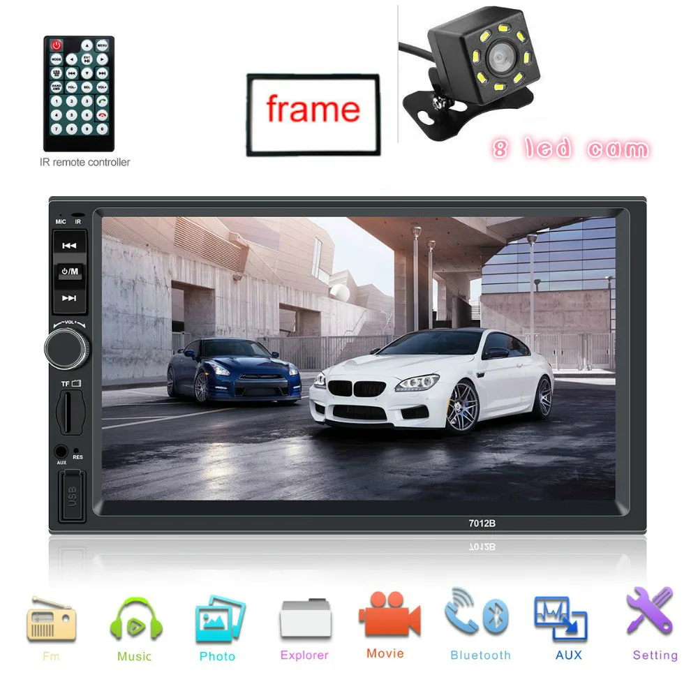 frame-8ledcam 2 Din Автомобильная Радио " HD Авторадио мультимедийный плеер сенсорный экран Авто аудио стерео MP5 Bluetooth USB T искусственная FM камера Hands Free - Цвет: frame-8ledcam