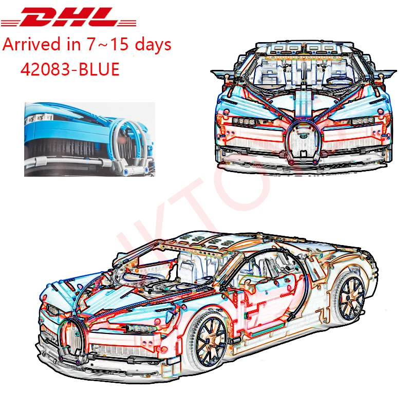 

DHL Technic 20086 Bugattied Super Racing Cars Chiron Model Building Blocks Brick Toy For Children Compatible 42083