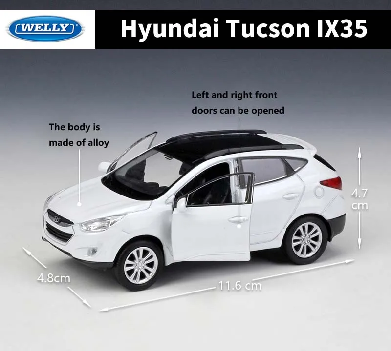 WELLY Diecast 1:36 автомобиль с откатом Hyundai Tucson IX35 Классическая модель автомобиля