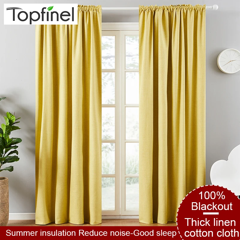Topfinel, одноцветные затемненные шторы для гостиной, льняные плотные теплоизоляционные шторы для спальни, жалюзи, готовые шторы
