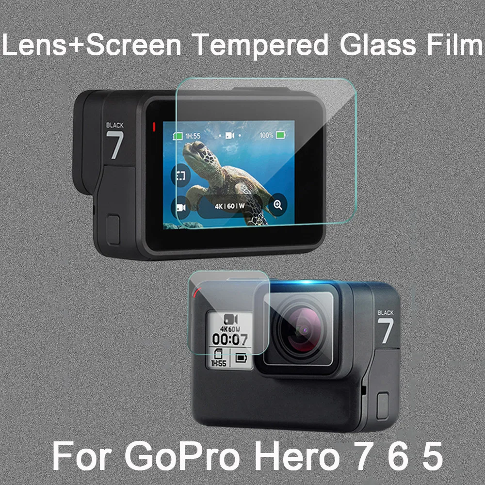 Защитная пленка для экрана из закаленного стекла Gopro Hero 5 6 7 Черный силиконовый