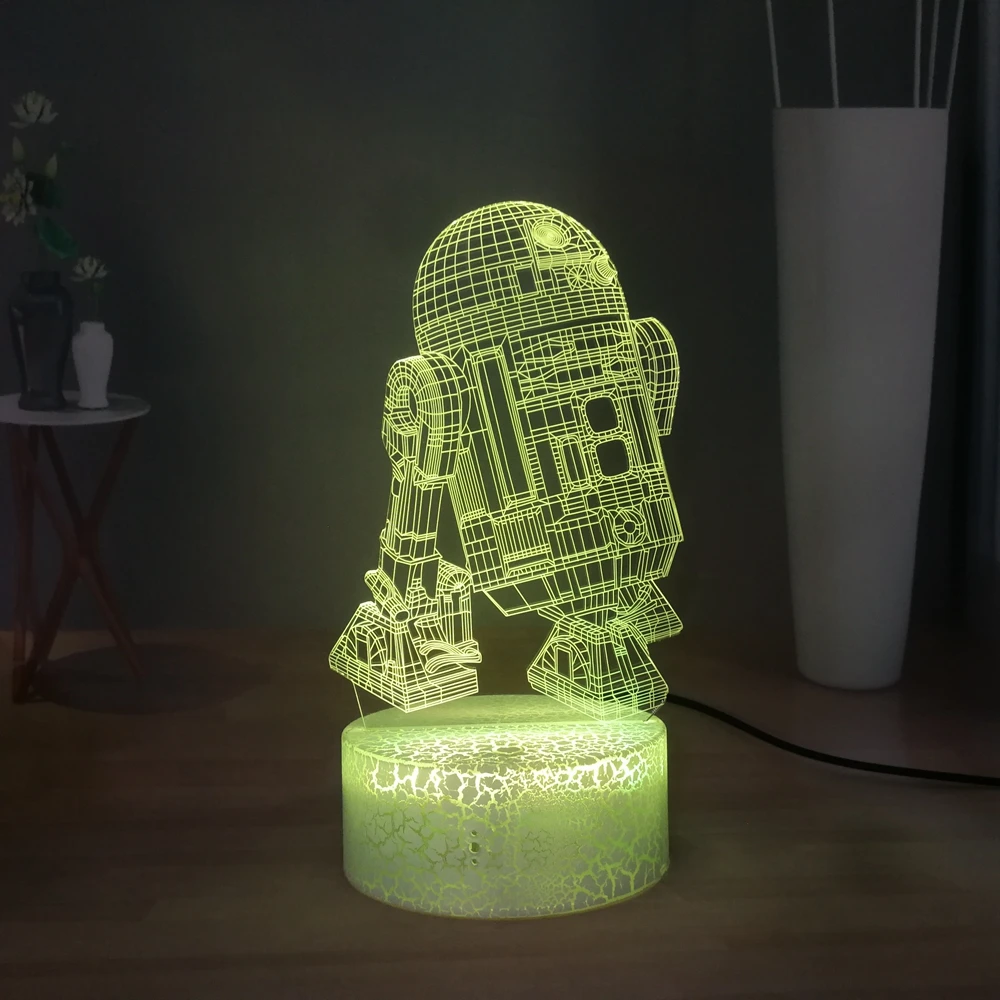 Lámpara de mesa de robot astronauta de R2-D2, luz LED de noche creativa de Star Wars, 3D lámpara de escritorio, interruptor para dormitorio, lámpara de noche, regalo