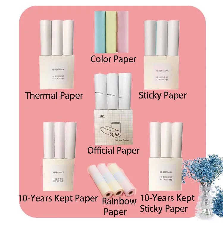 Paperang-papel adhesivo térmico C1 MAX, 3 rollos, gran formato, 110mm