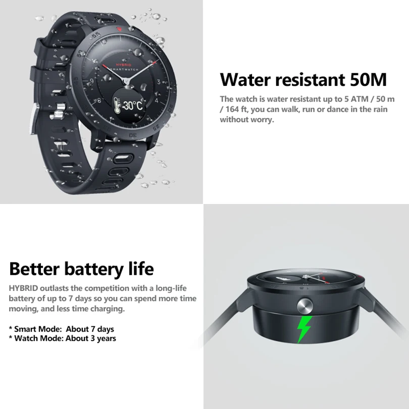 Zeblaze Hybrid Smartwatch Heart Rate Blood Pressure Monitor Smart Watch Exercise Tracking Sleep Tracking Smart Notifications