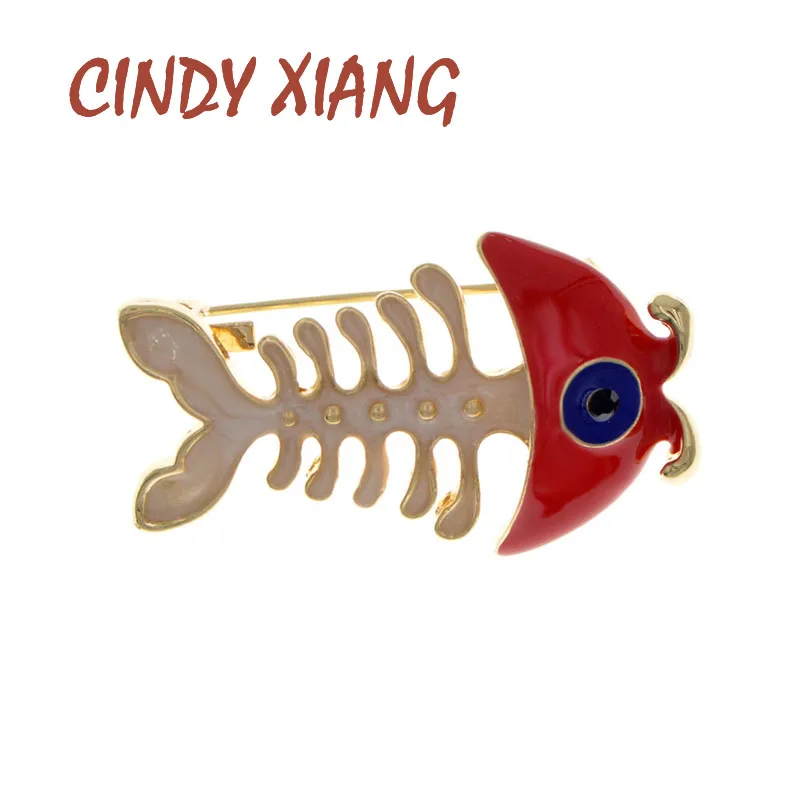 CINDY XIANG эмалированная Милая Рыбная брошка в виде косточки с животным дизайном