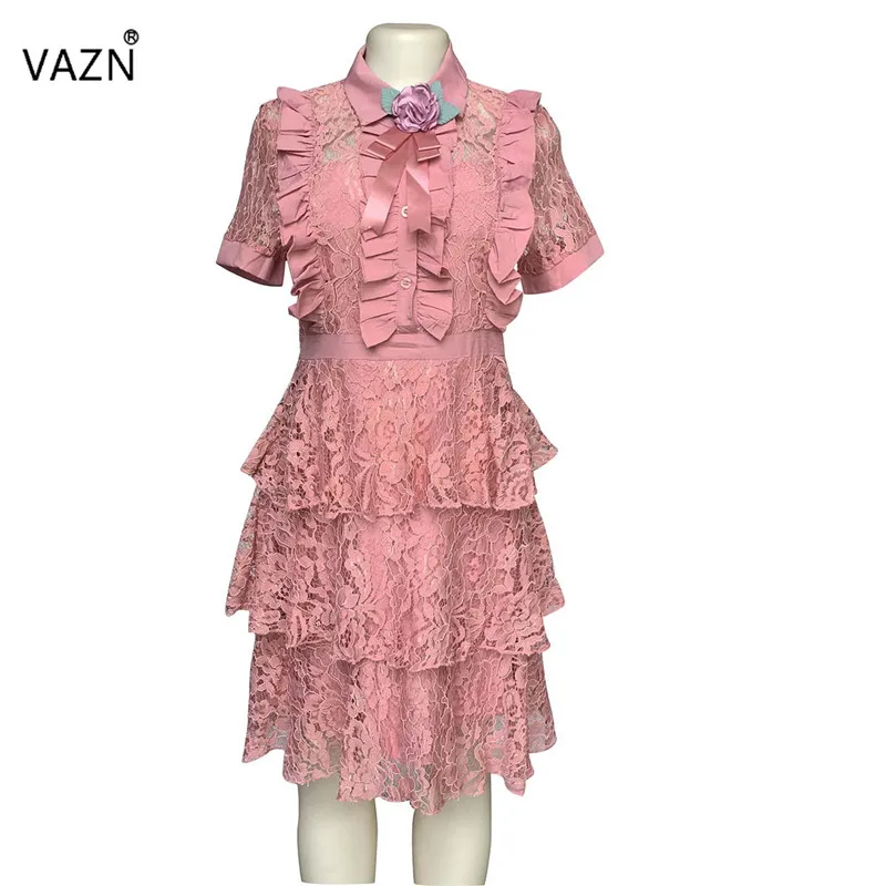 VAZN JN09, новинка, летнее сексуальное платье средней длины для девочек, 4 цвета, бальное платье с короткими рукавами, кружевное платье с цветочным рисунком, платье в английском стиле