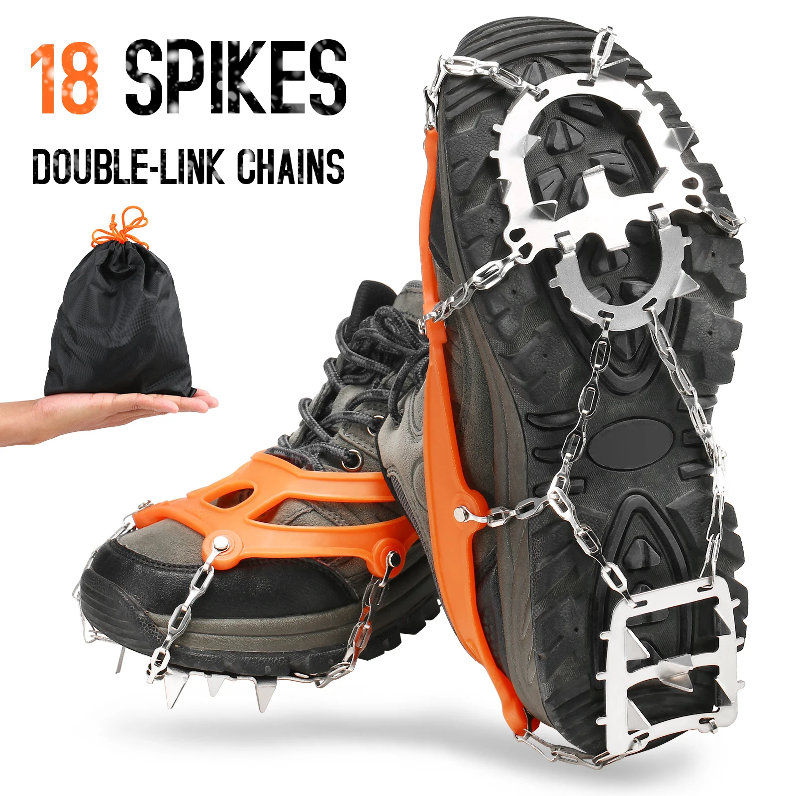 6 Teeth Anti Slip Snow Shoe Crampon Traction Spikes Cleats Outdoors Black 