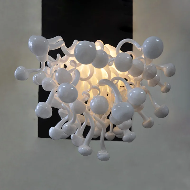 

Modern Glass Mushroom Wholesale Murano Glass Hanging Ceiling Light Frosted White Color Handmade Blown Glass Italian Chandeliers