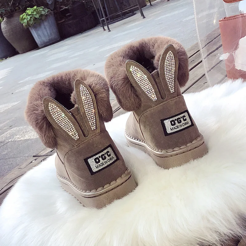

YeddaMavis Snow Boots Women Boots Genuine Leather Fox Fur Brand Winter Warm Boots Black Round Toe Casual Shoes Female Snow Boots