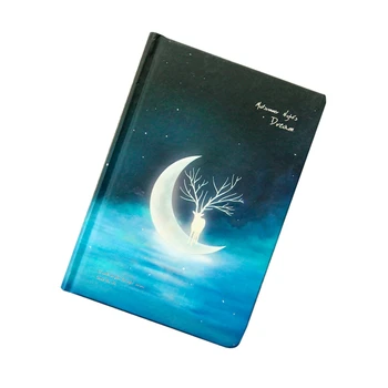 

1 Pcs Full Color Hand-Painted Hardcover Notebook Midsummer Night Dream Luminous Creative Deer Hand Account This Diary