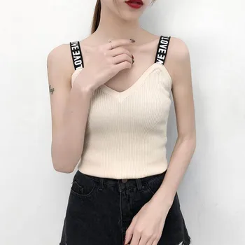 

Cotton Tube Top Women lingerie Pad Vest Fashion Letter Cross Straps Summer Tank Tops One-piece Underwear Camisoles