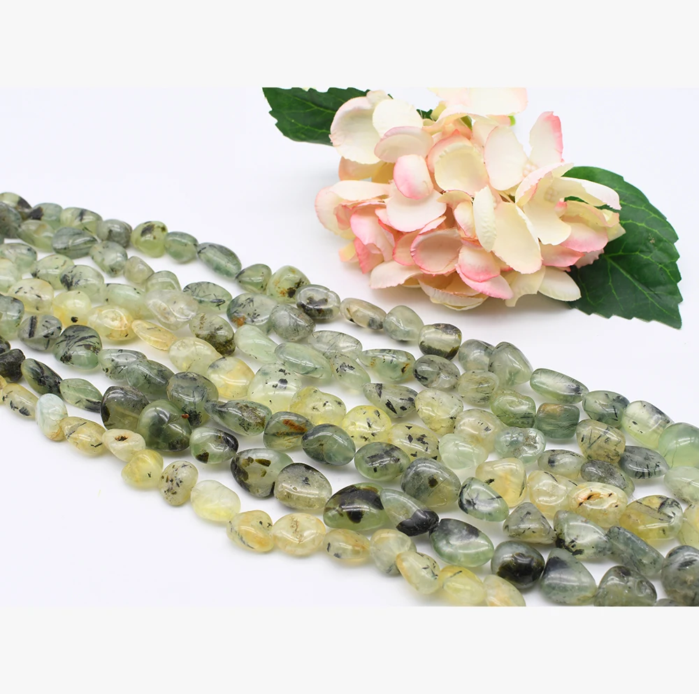 

13-16x15-22mm Natural Original Smooth Green Prehnite Oval stone Bead For DIY necklace bracelet jewelry make 15 "free delivery