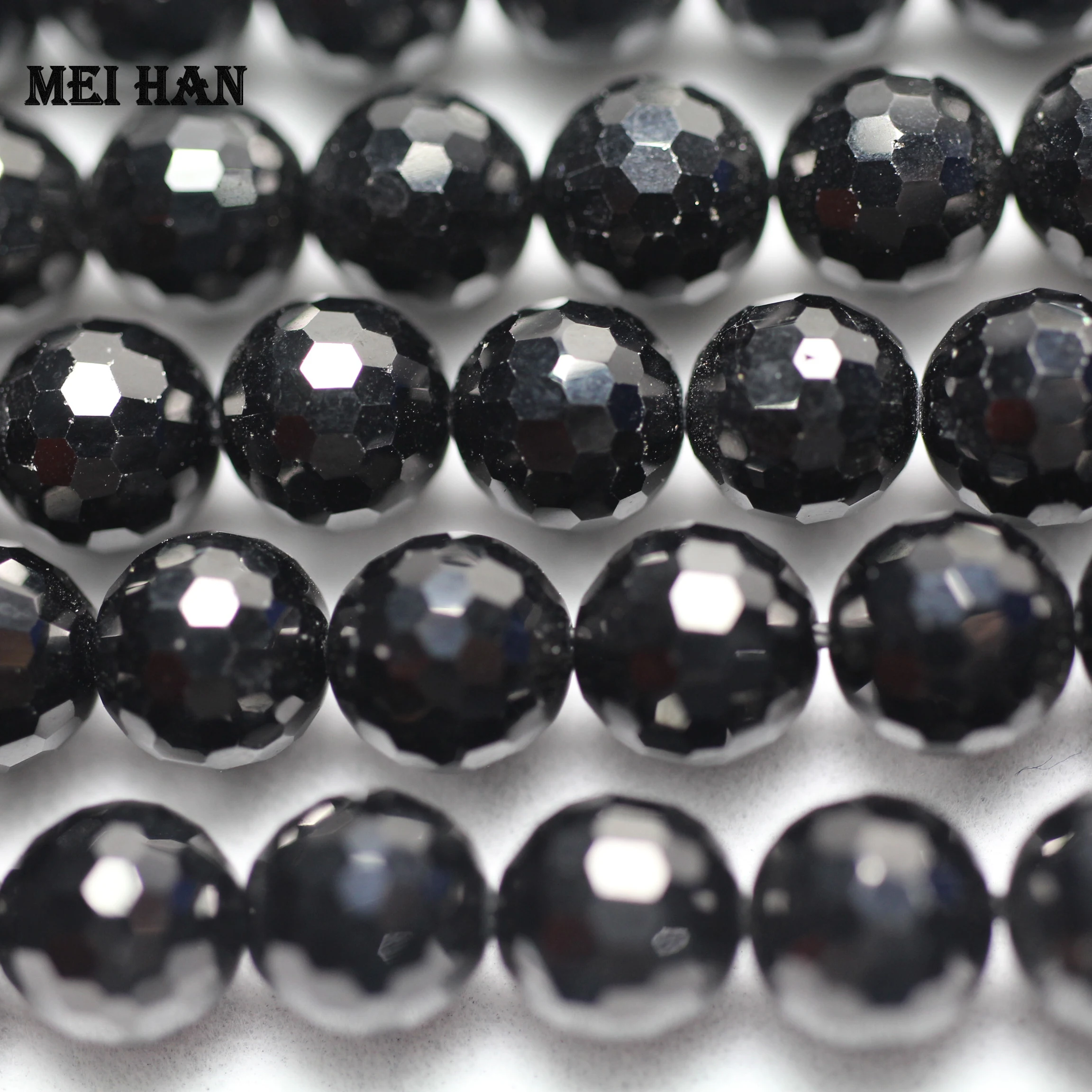 Meihan оптовая продажа (1 нить) натуральный 8 ± 0 2 мм черный Шпинель граненые круглые
