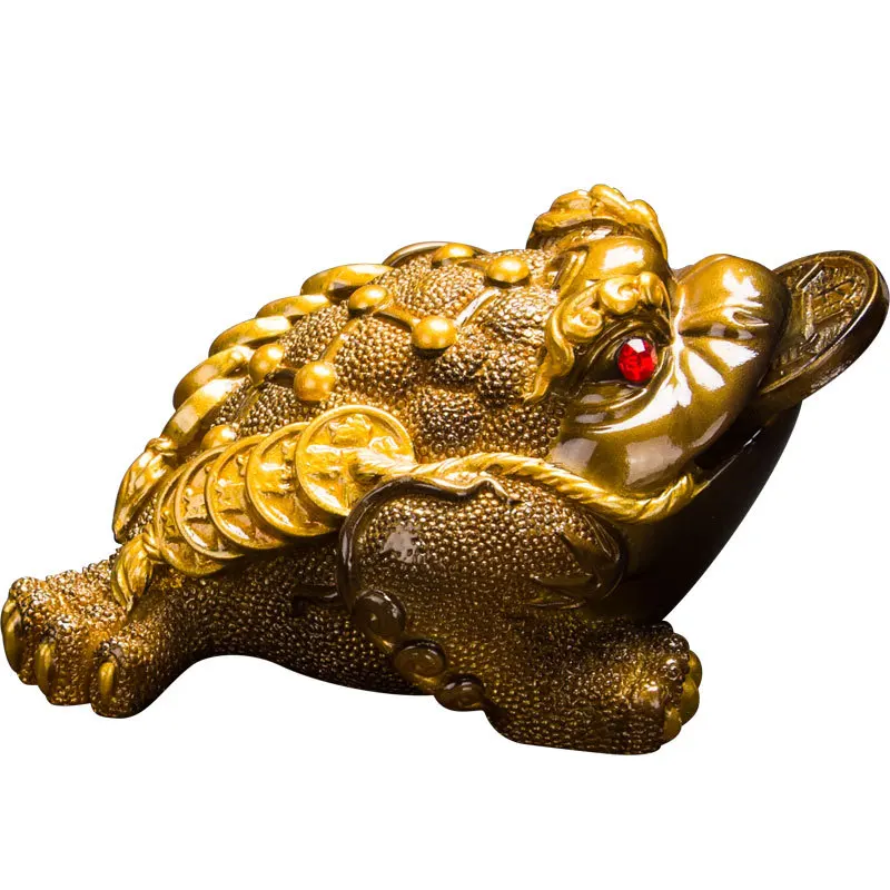 

Tea Ceremony Tea Set Accessories BoutiqueTea Play Resin Tea Play Three-legged Lucky Golden Toad Tea Pet Decoration Discoloration