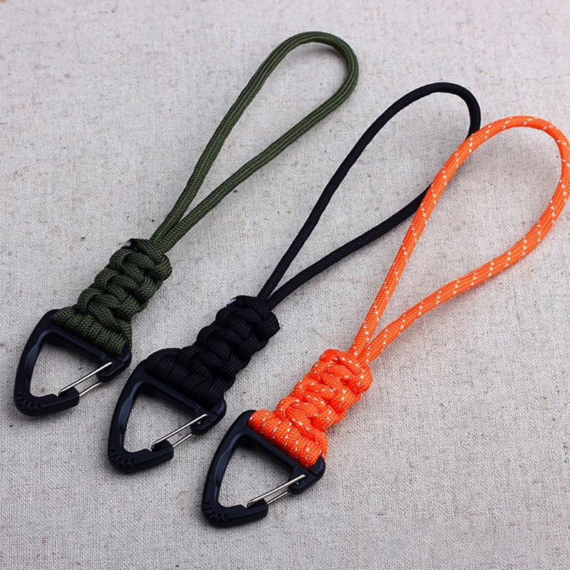 MKENDN Mulitifunctional Carabiner Keychain Handmade Braided Water Bottle  Lanyard Outdoor Emergency Paracord Cord Key Holder Gift