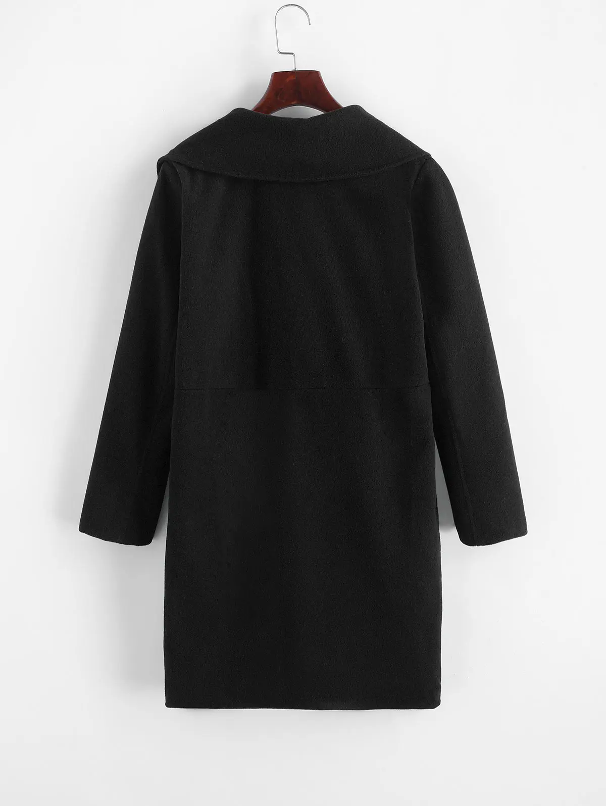 ZAFUL удлиненный карман Peacoat твердый воротник с лацканами Полушерстяное пальто с широкой талией двубортный передний карман X-long пальто для женщин