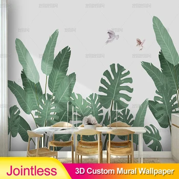 

Tropical Trees Leaves Custom Mural Wallpaper Jointless Silk Cloth Living Room Bedroom TV Background Home Decor Wall Paper