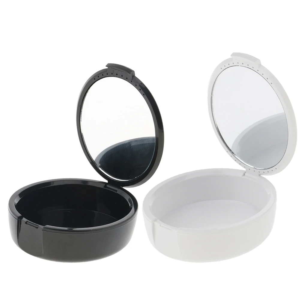 2 Denture Storage Box With Mirror  Mouth Guard Container Retainer