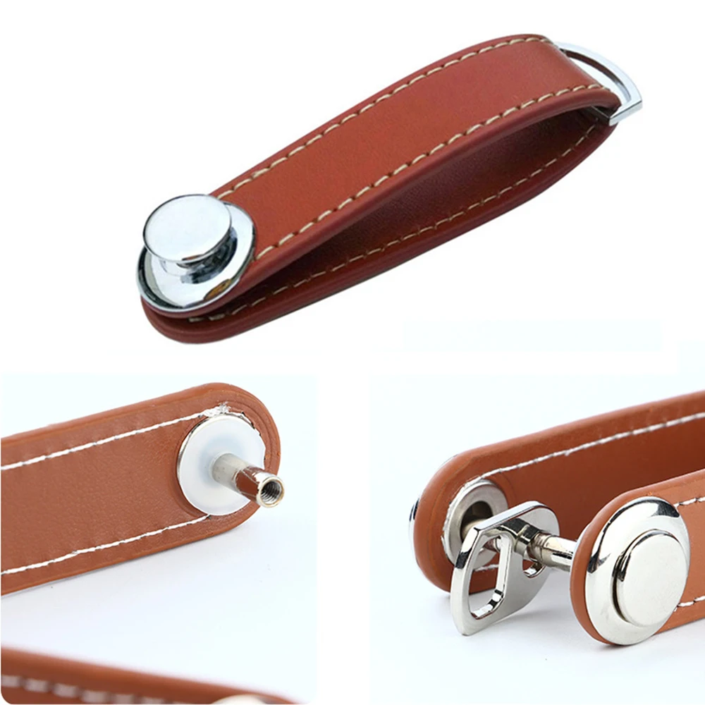 1PC Car Key Pouch Bag Case Wallet Holder Chain Key Wallet Ring Collector Housekeeper Pocket Organizer Smart Leather Keychain