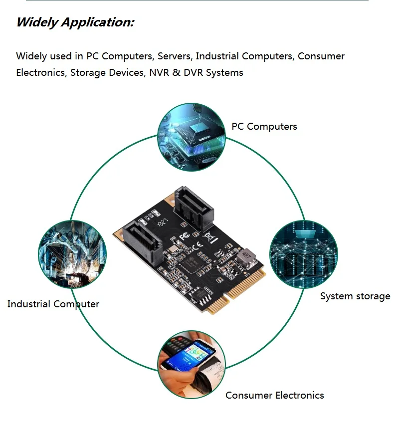 IOCREST 2 порта SATA III полная высота мини PCIE 3,0 gen3 Высокоскоростной контроллер карты