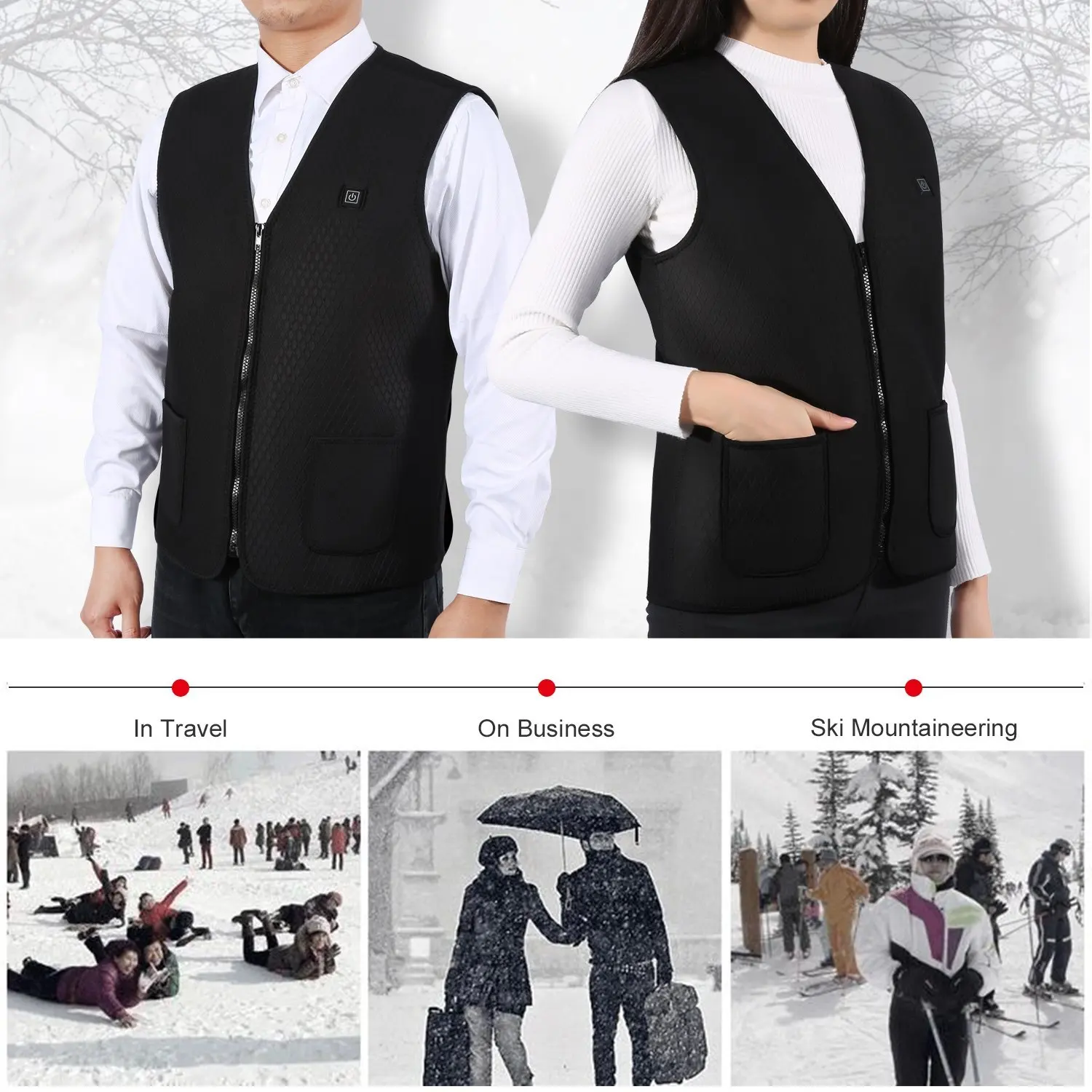 Chaleco el�ctrico calentador para hombre, mujer, chaleco t�rmico, ropa de abrigo, chaleco exterior con calefacci�n Usb, chaqueta