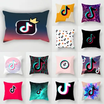 

45*45cm Tiktoker Square pillow Geometric stripes printed flower pillowcase home bedroom home office decoration Sofa home bedroom