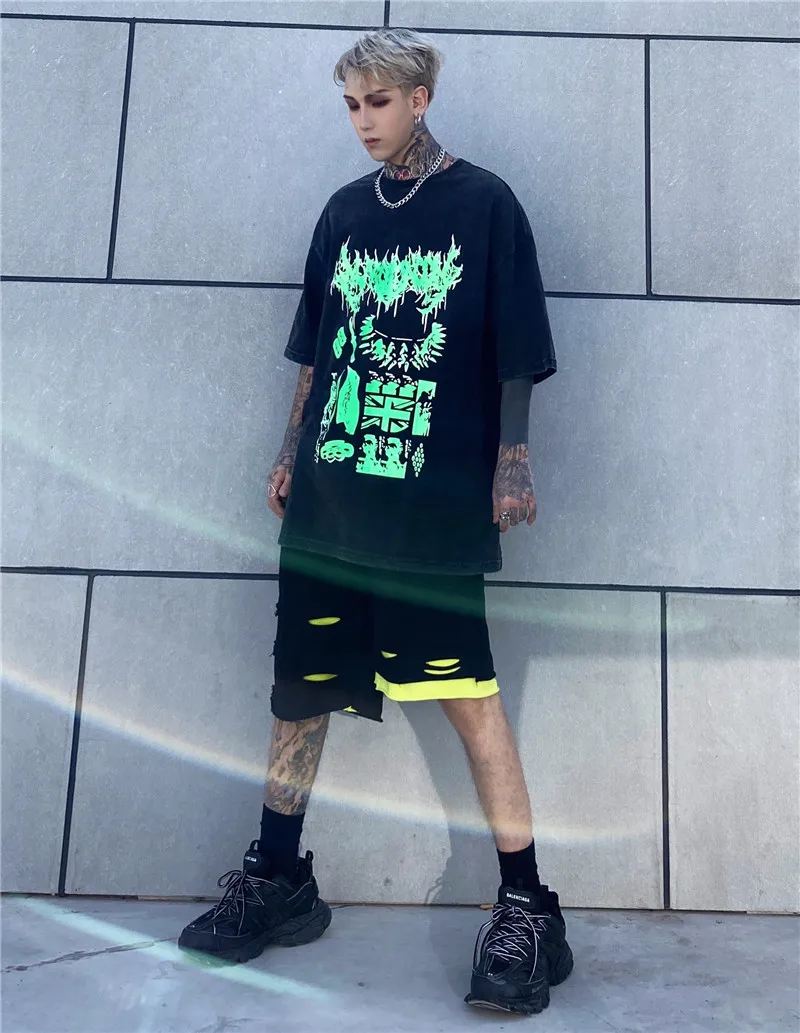 Летние брендовые свободные повседневные спортивные шорты мужские потертые и