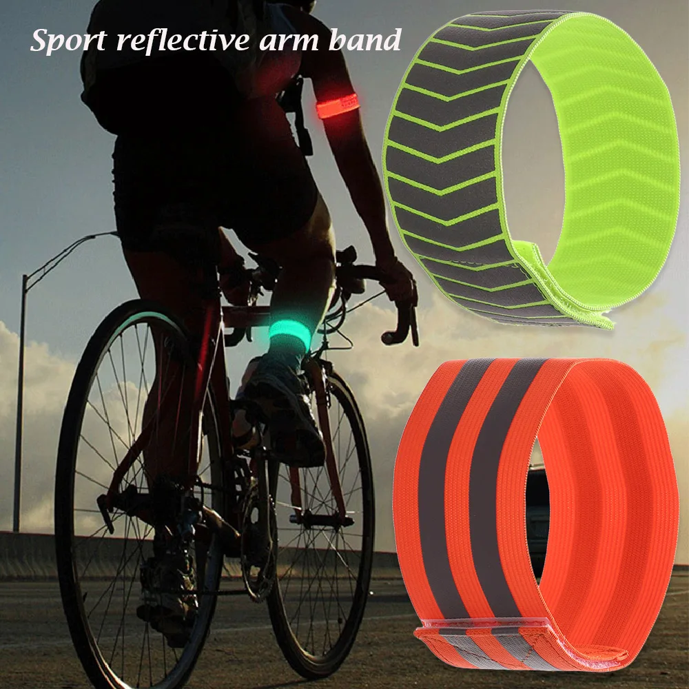 1 PC Cycling Reflective Strips Outdoor Running Warning Wristband Safety Armband Bicycle Bind Pants Hand Leg Strap Sports Tape | Спорт и