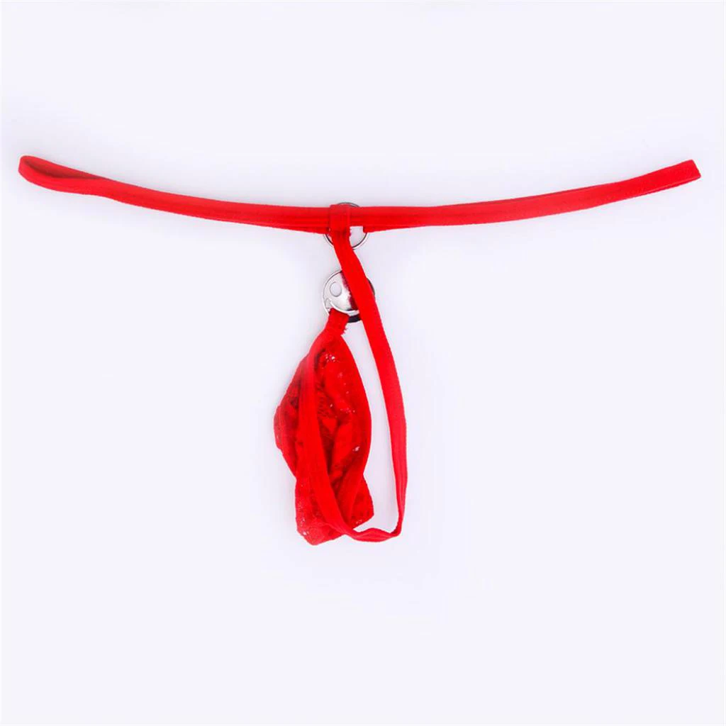Mens Sexy Lace Mini Pouch G-string Briefs Underwear Low-rise G-String Backless Bulge Pouch Briefs T-back Thong Underpants
