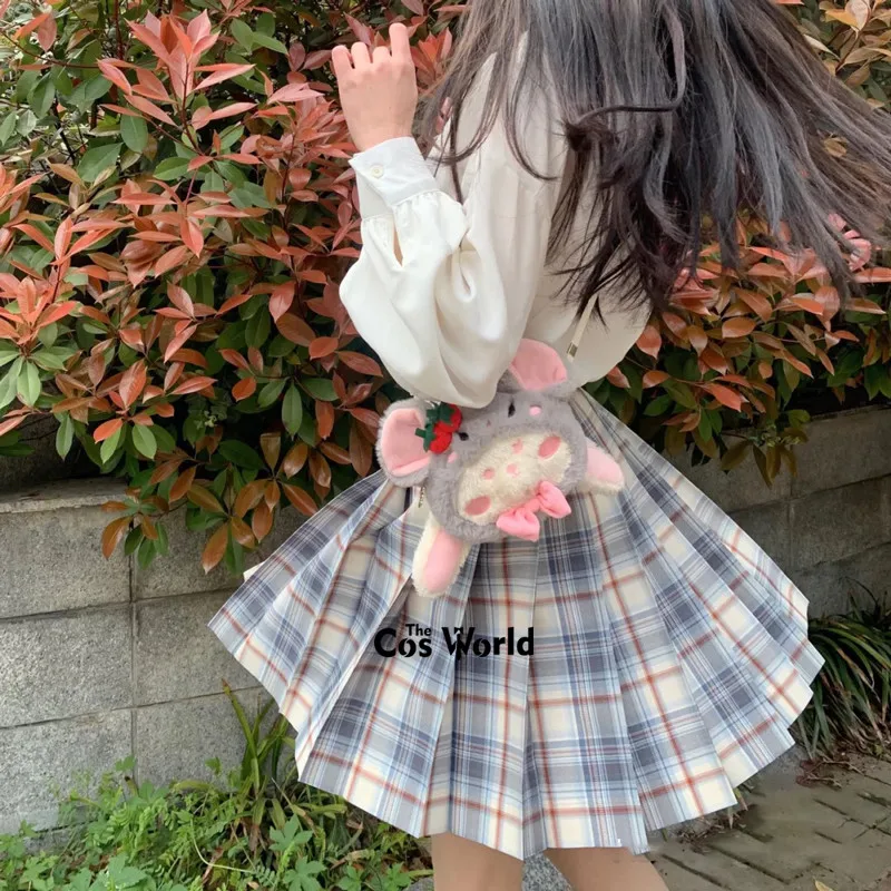 [Little Yogurt] Girl's Summer High Waist Pleated Skirts Plaid Skirts Women Dress For JK School Uniform Students Cloths
