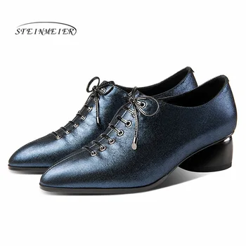 

New Shallow Women Pumps Genuine Leather High Heels Office Dancing Shoes Woman Spring Autumn Lace Up Classic Shoes Steinmeier