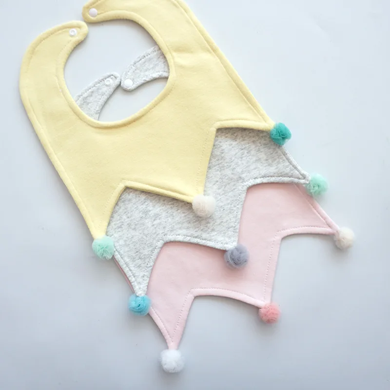 Ins New Cotton Cute Crown Ball Bibs For Newborn Baby Korean Style Saliva Towel Child Bib Saliva Pocket (4)