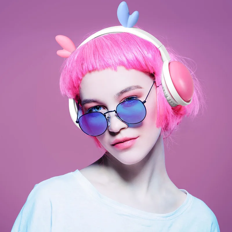 Cute Cat Ear Kids Headphones Foldable Adjustable Bluetooth Wireless Earphones Stereo Headset With Mic for Children Smartphone