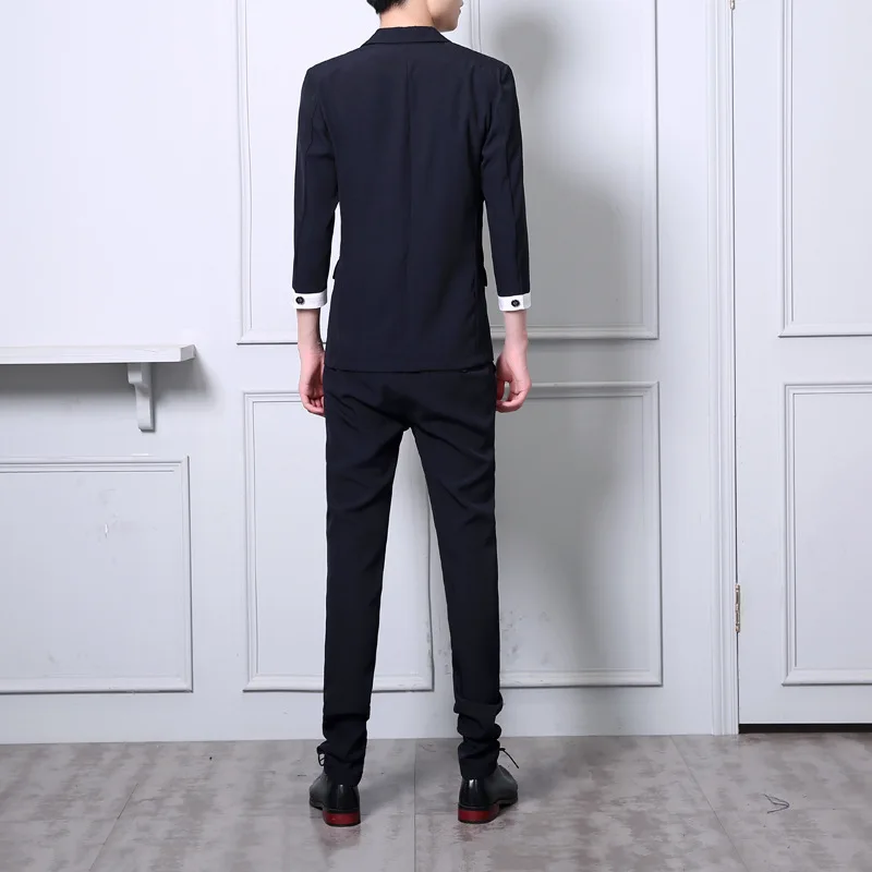 

Men Casual Suit Set Spring And Autumn Marriage Groom Formal Dress Best Man-Slim Models Korean-style Suit Two