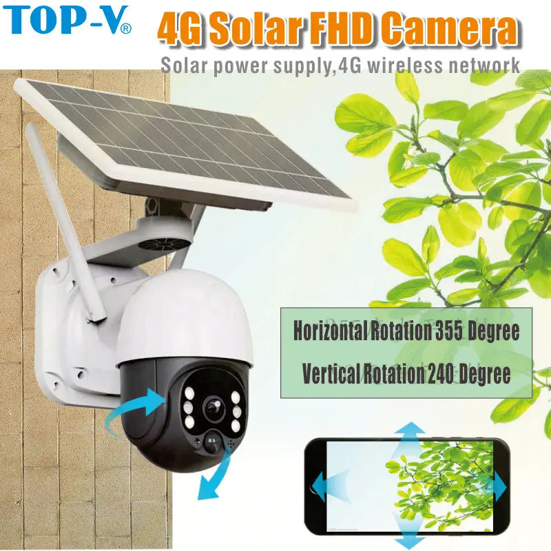 Solar Panel Camera Wifi Version PTZ 4X 1080P Outdoor Security Wireless Monitor Waterproof CCTV Smart Home Surveillanc PTZ Camera