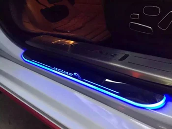 

White Red Blue lights moving door scuff plates welcome pedal strip threshold door sill protective pedal for Jaguar 2012+