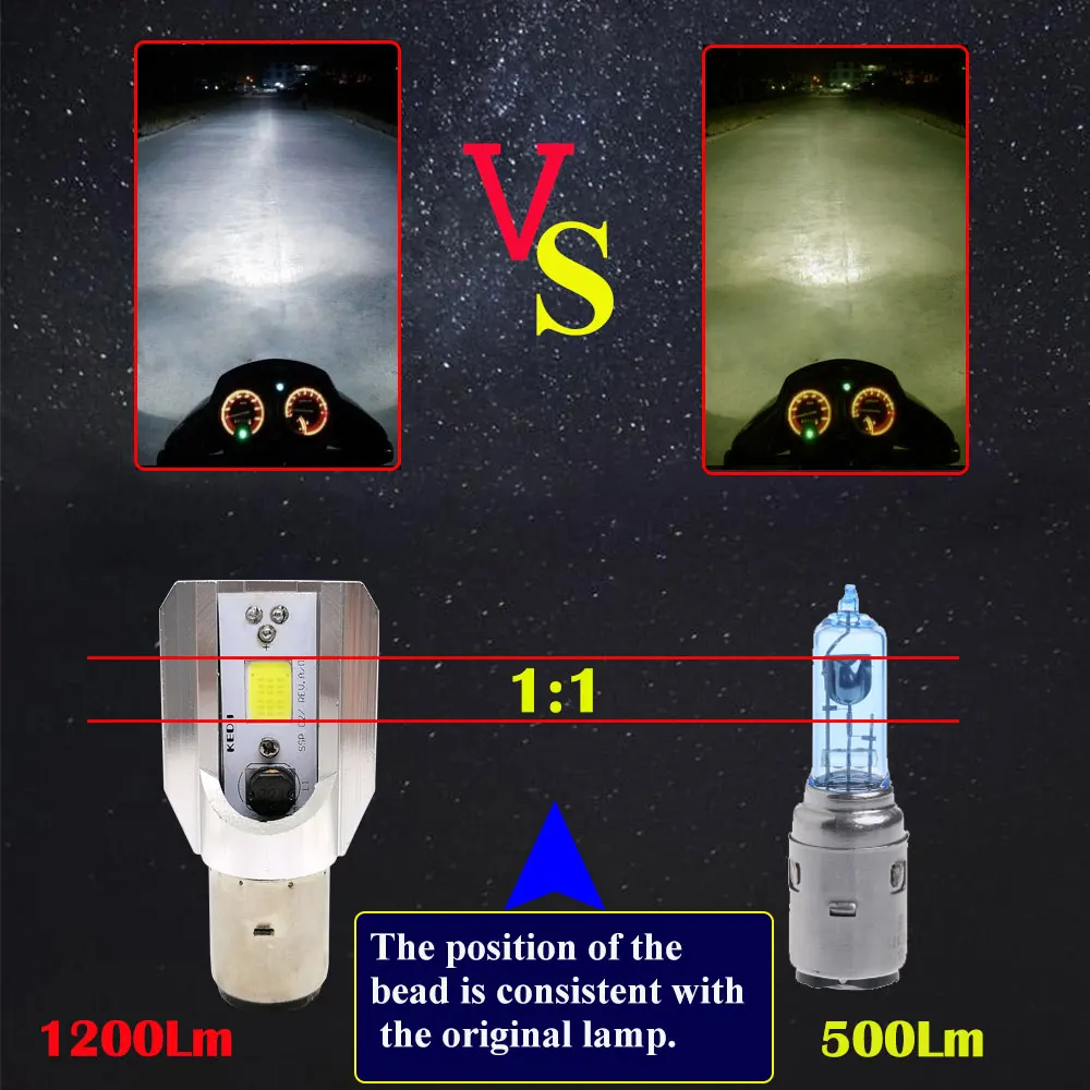 2 шт. H6 Led BA20D фара мотоцикла 1200LM мото противотуманные фары H4 HS1 Скутер ATV аксессуары
