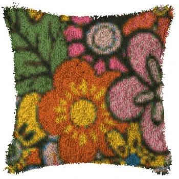 

DIY Latch Hook Rug Kits lattice Yarn Cushion Carpet Cover Floor Mat Flower Sewing Needlework for Adults Kids Gift