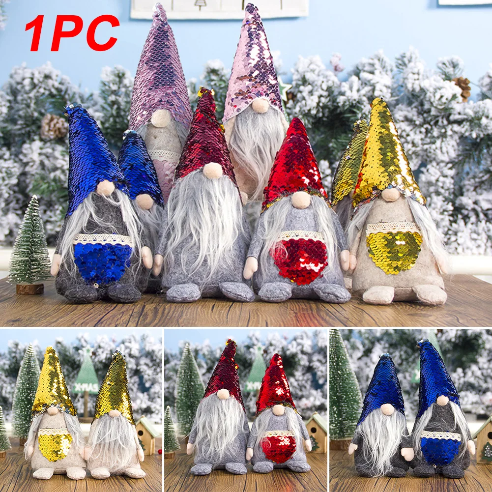 

Christmas Decorations Stuffed Freestanding Hotel Home Party Holiday Toys Cafe Plush Man Faceless Doll Sequin Hat Kids Gifts