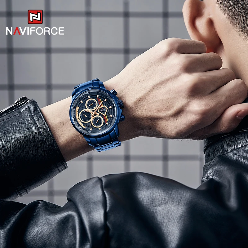 NAVIFORCE Luxury Brand Mens Watches Multi-function Auto Date Waterproof Clock Fashion Casual Quartz Wristwatch Relogio Masculino