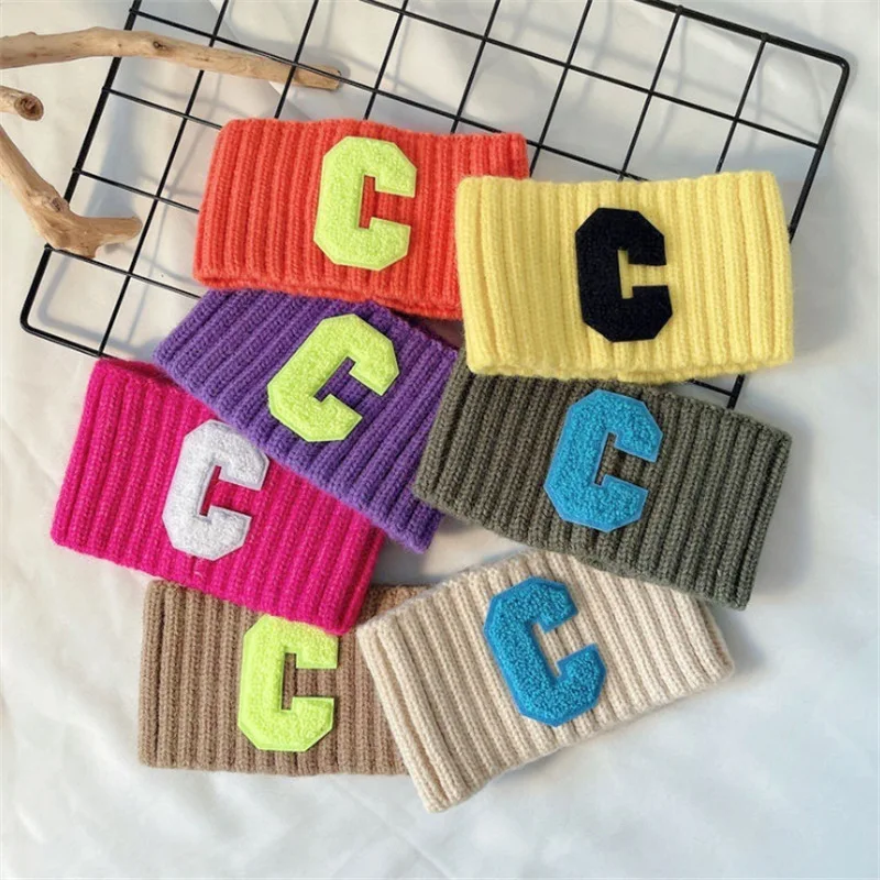 New Fashion Letter Knitted Hair Bands Winter Keep Warm Elastic Headbands Hip Hop Trend Hair Accessories winter women keep warm plush gloves sweet elasticity soft thicken full fingers mittens imitation rabbit fur girls fashion gloves