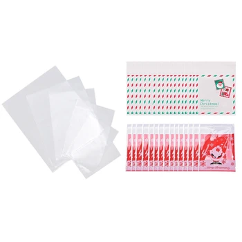 

5Pcs Travel Pvc Transparent Cosmetic Bag & 200Pcs Merry Christmas Plastic Cookie Candy Bags(White and Red)