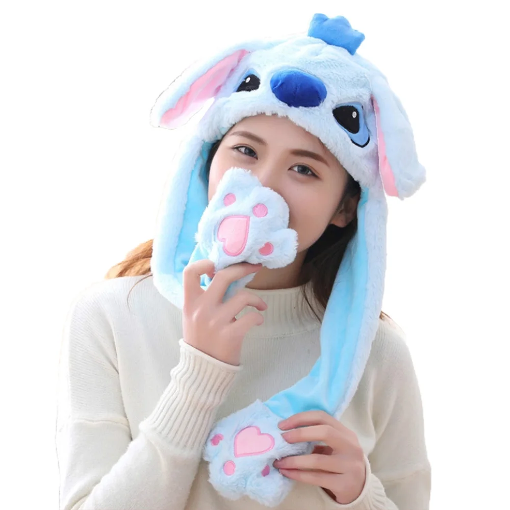 Шапка с заячьими ушами Kawaii забавная ручная защемление подушки безопасности с длинными ушами, светящаяся в темноте мультяшная плюшевая подвижная игрушка, шапка, подарки для девочек