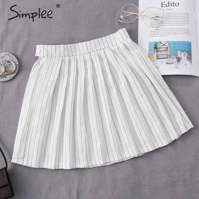 Simplee Vintage женскoе полосатoе плиссированныекороткая юбкa повседневная офисная