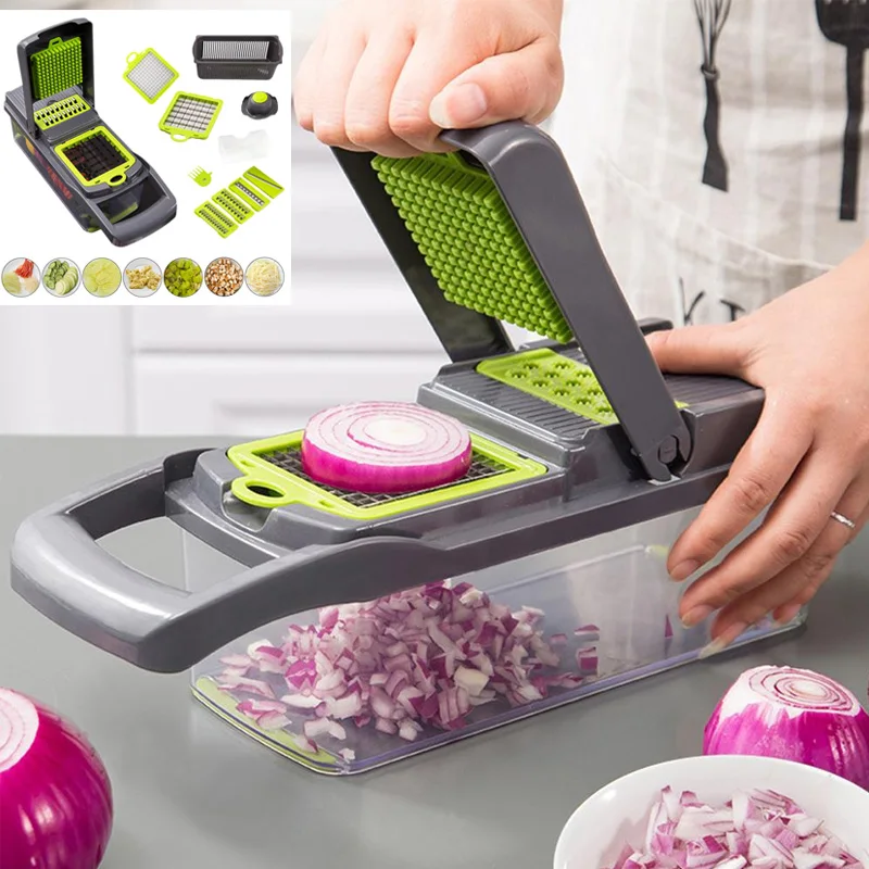 

Onion Chopper Pro Vegetable Chopper Fruit Shred Slicer Cutter Vegetable Slicer Grater Household 7-in-1 Kitchen Gadgets Tool