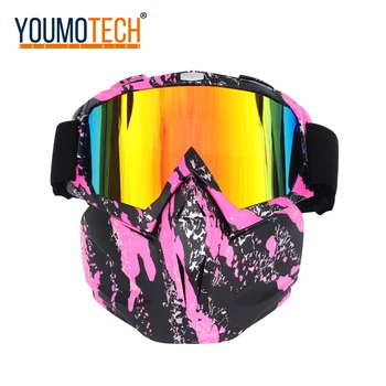 

Vintage Motorcycle Glasses Moto Helmet Eyewear Retro Detachable Modular Mask Mouth Filter Motocross Glasses Motorcycle Goggles