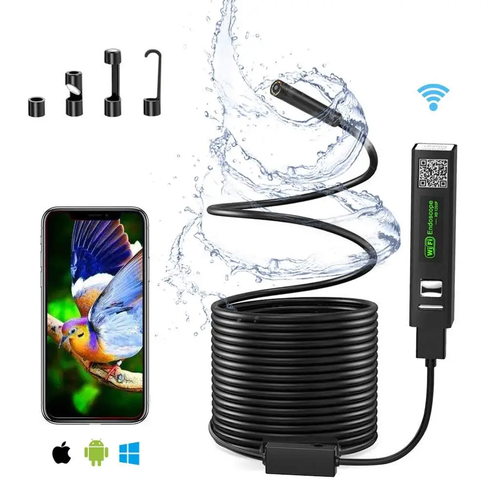 WIFI эндоскоп камера HD 1200P 1 10 м Мини Беспроводная 8 мм бороскоп светодиодный для Android