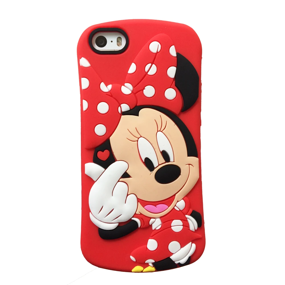 Red Love Minnie Для iPhone 5, 5S, 5C, SE, 6, 6s, 7, 8 Plus, X, XS, XR, XS Max, 3D, милый детский чехол для мобильного телефона с мультяшными животными, мягкий силиконовый чехол-накладка - Цвет: Red Love Minnie