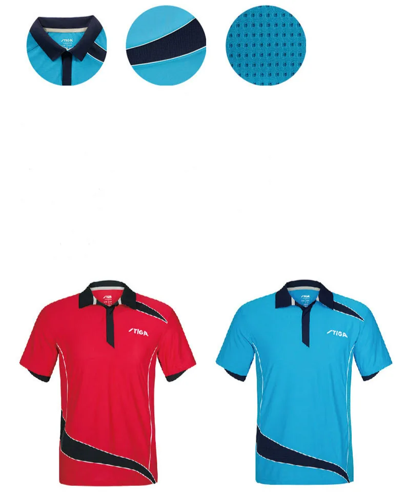 Original Stiga Table Tennis Clothes Sportswear Quick Dry Short Sleeved Men Ping Pong Shirt Women Sport Jerseys 75121/75141
